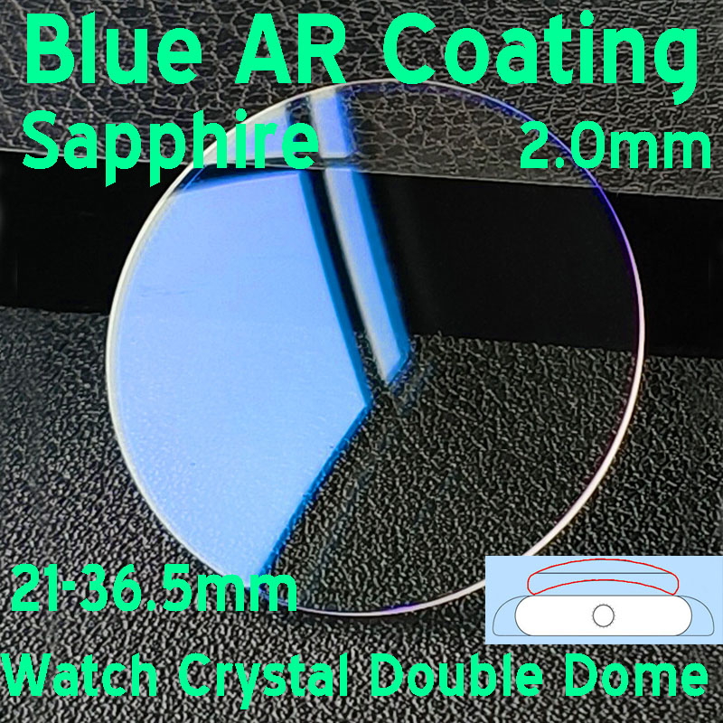 Watch Crystal Replacement - Blue AR Coating Sapphire 2mm Double