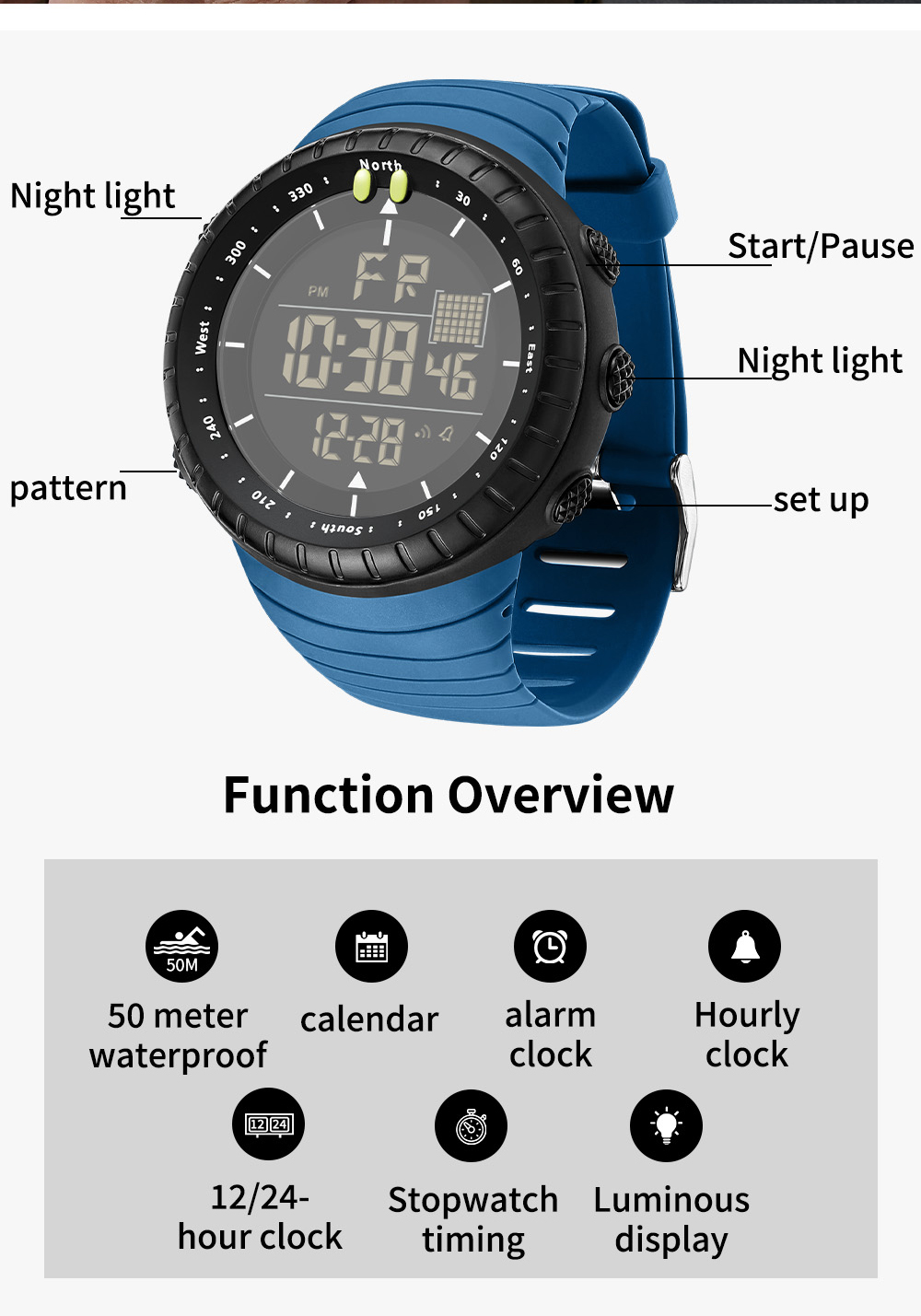 SANDA New 6256 Men's Electroni - Tide Watch Surf 评论和价格