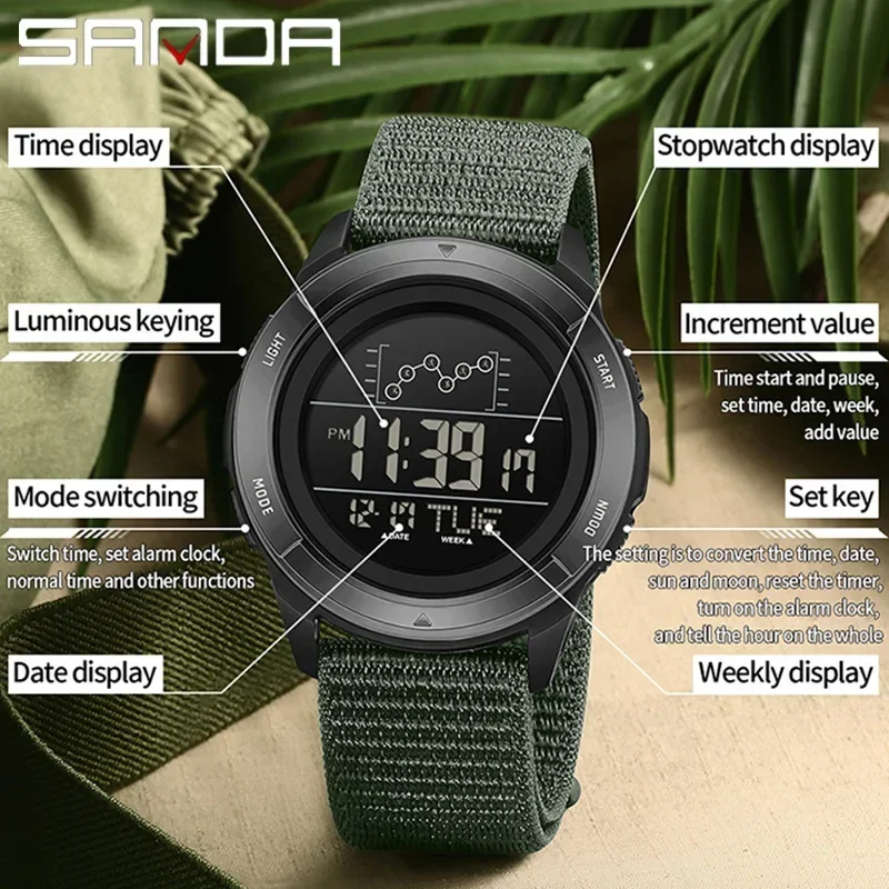 SANDA 2198 Men's LED Digital S - Tide Watch Surf 评论和价格