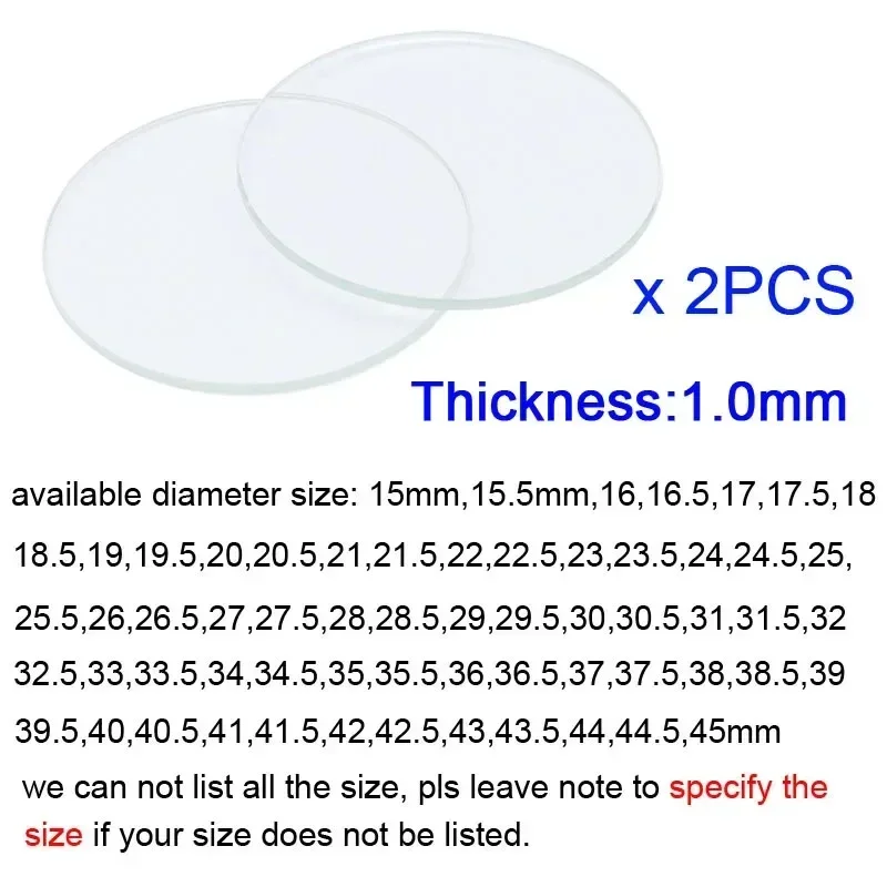 2 Pieces 15 - 45mm Flat Round  - Watch Crystal Replacement 评论和价格