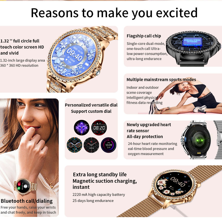 696 New Blue Tooth Call Women  - Smartwatch Ladies Watches For Women 评论和价格