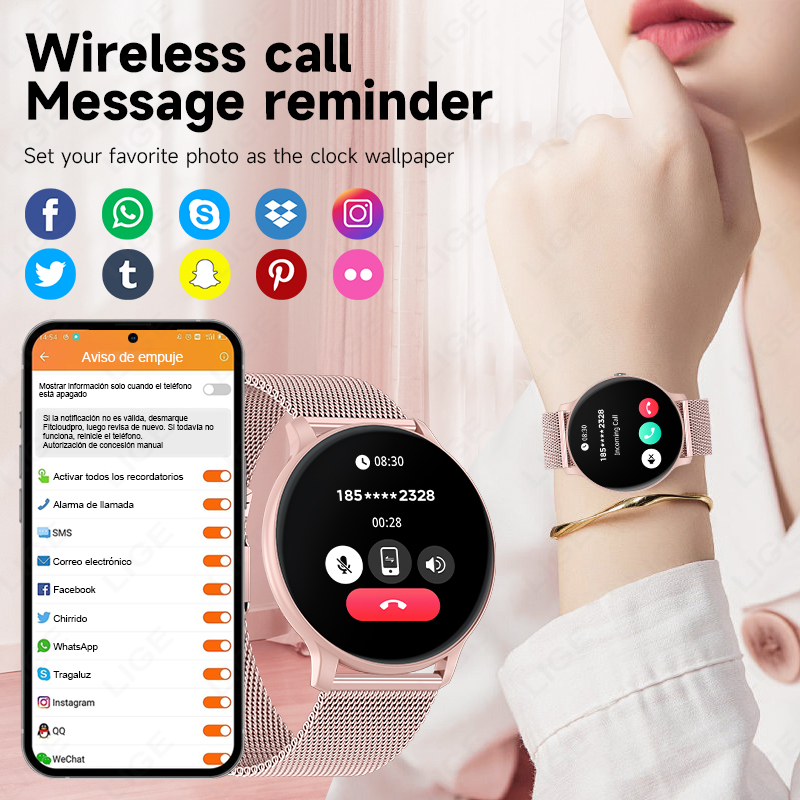 LIGE Waterproof Women Smart Wa - Smartwatch Ladies Watches For Women 评论和价格